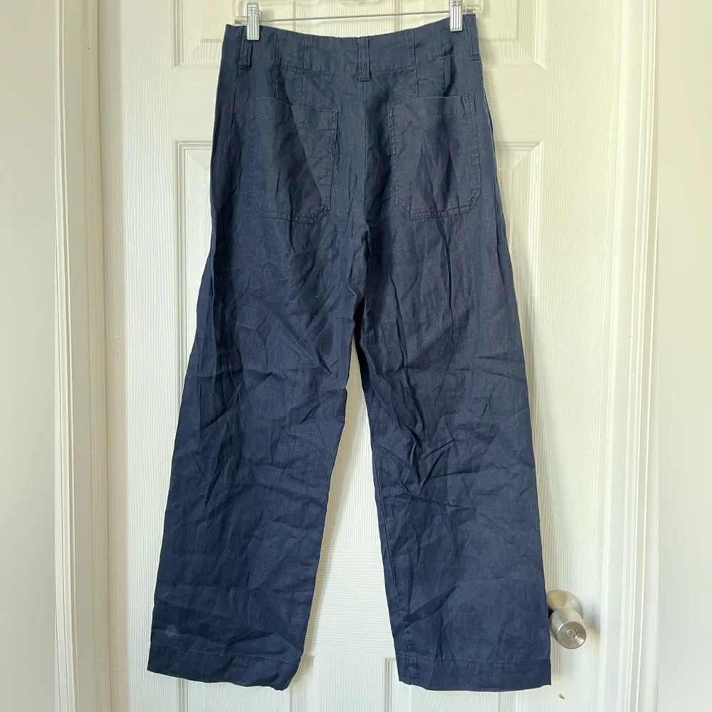 Quince Navy Linen Wide Leg Pants Size 6